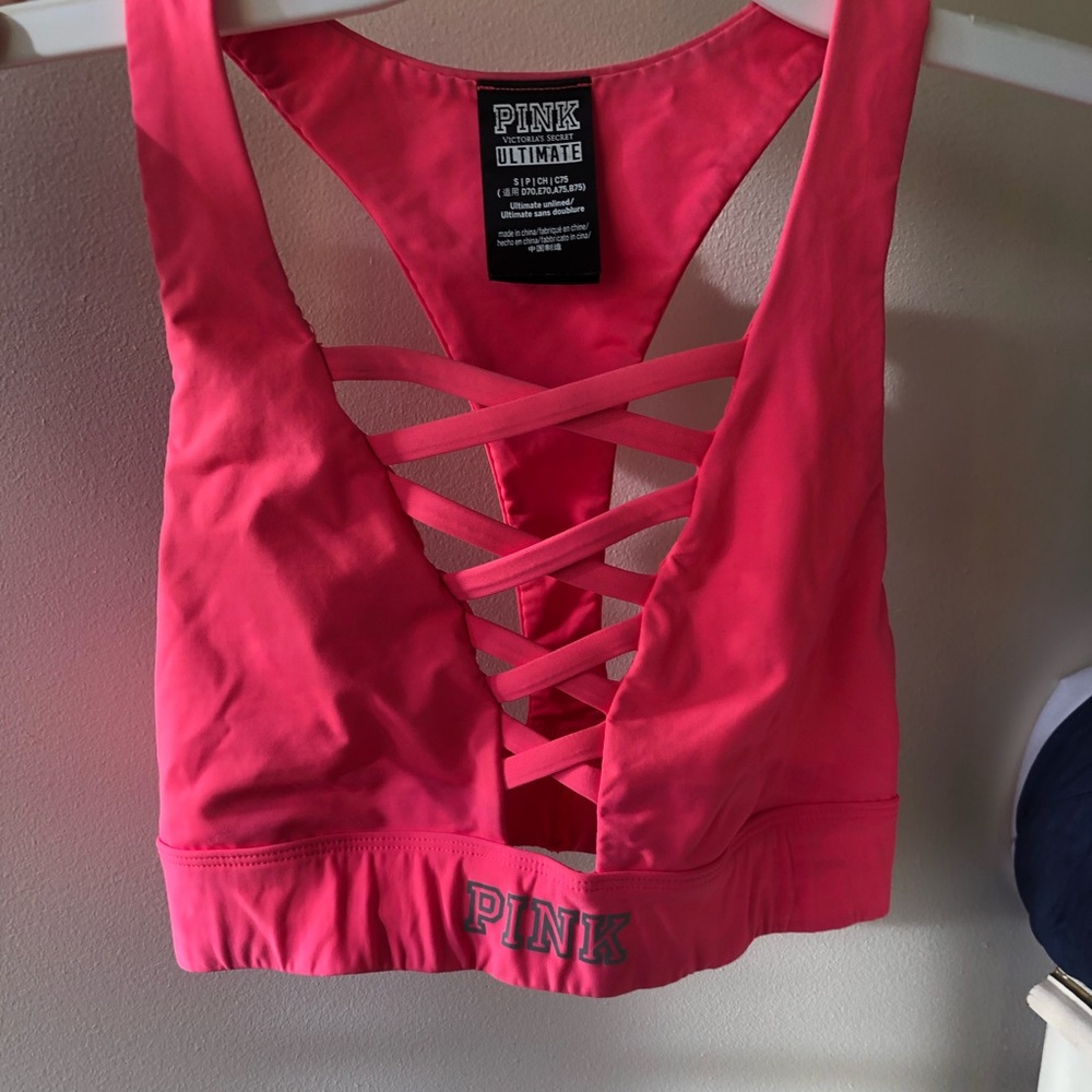 PINK cross-front sports bra. MAKE OFFER